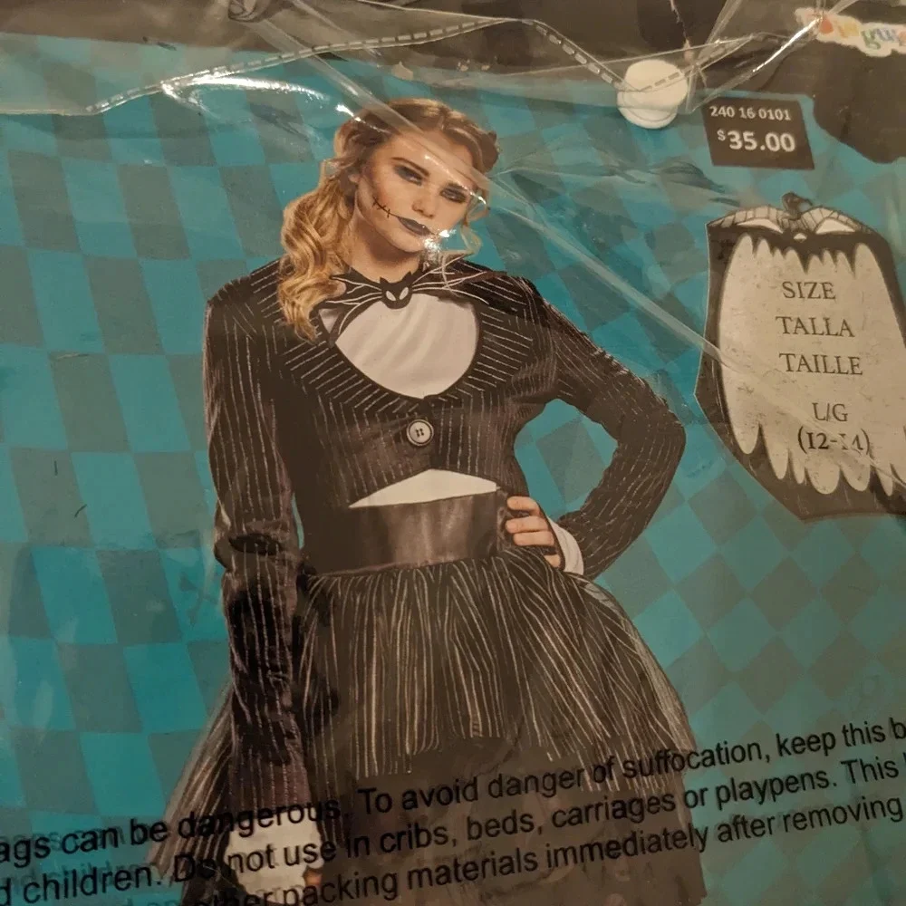 Nightmare Before Christmas Jack Skellington Adult‎ Costume Tall Size L - Picture 5 of 11